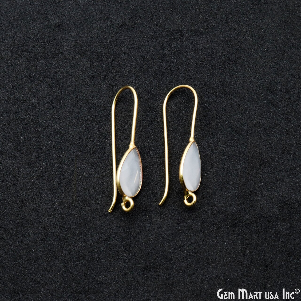 DIY Teardrop Gemstone Loop Earrings, 31x9mm 22K Gold Plated Earring Findings with Bottom Loop Hook Eaaring, GemMartUSA (90021)